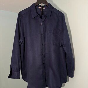 Woman Within Women's Navy Soft Sueded Moleskin Shirt Size L 18/20